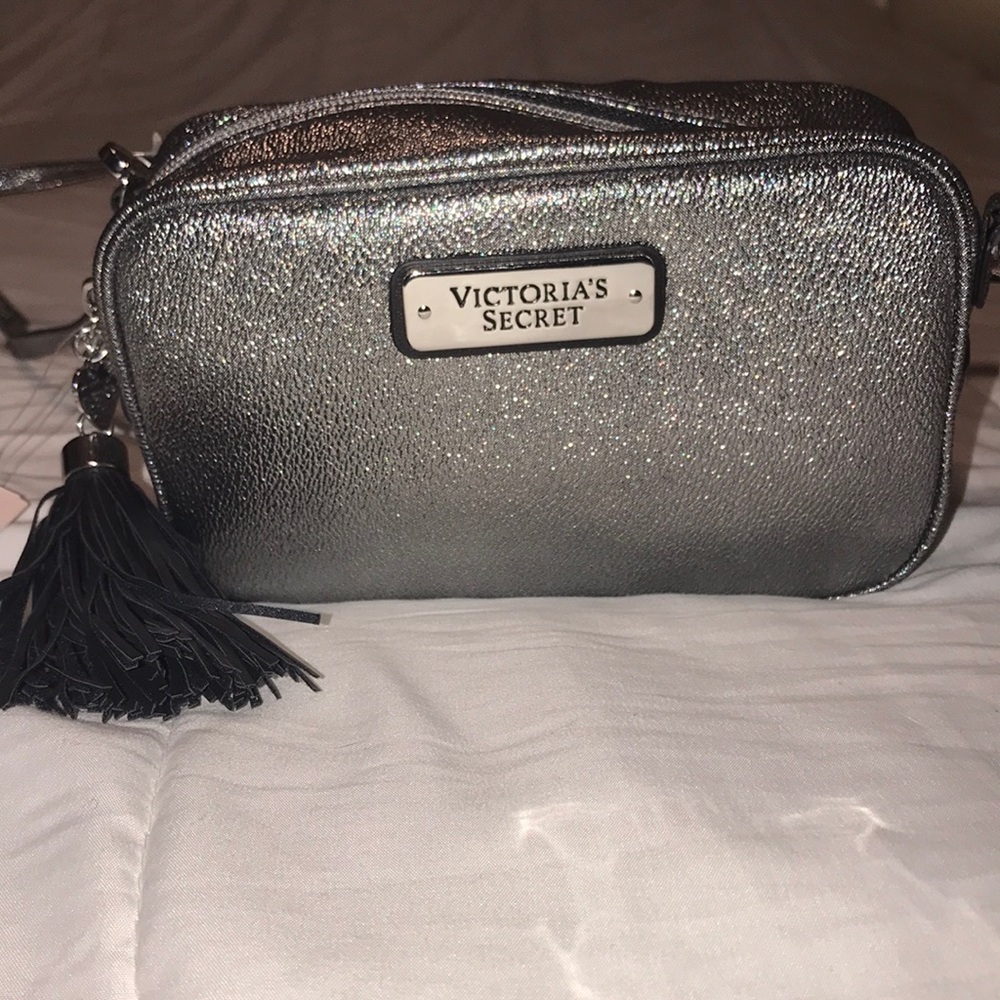 NWT Victoria’s Secret silver shiny crossbody purse